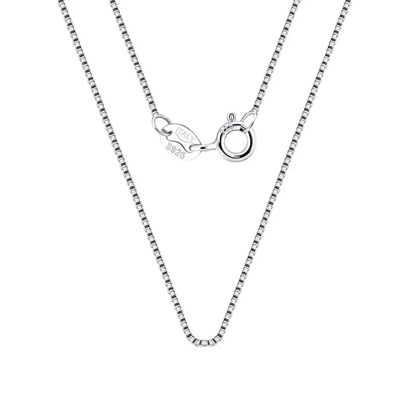 0.6/1/1.5/2/3mm Box Chain Wholesale 925 Sterling Silver Italy Adjustable Box Chains Necklaces Link for Women Custom Fine Jewelry