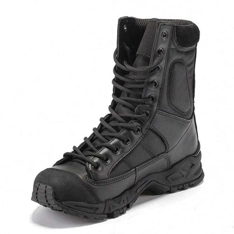 

High Quality Fashion Custom Black Police Snake Proof Waterproof Military Boots Tactical Zipper, As picture and also can make as your request