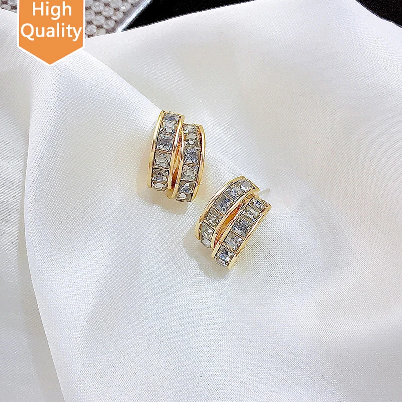 

wholesale 2021 New Style Pictures Of Small Rose Gold Huggie Earrings With Zircon Designs Jewelry Models For Woman