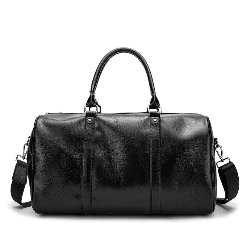 

unisex large capacity work handbags custom shoulder vintage luggage tote bag, Black