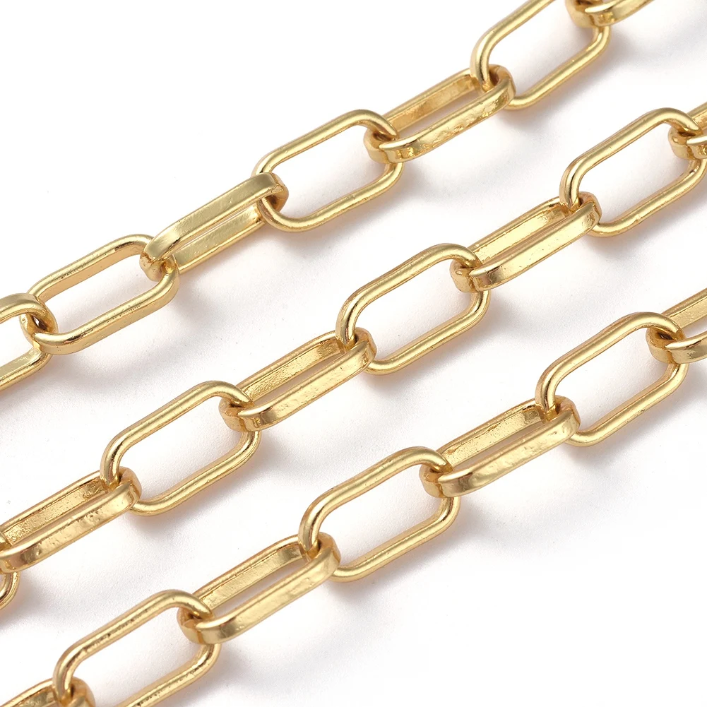 

PandaHall Real 18K Gold Plated Brass Paperclip Drawn Elongated Cable Chains