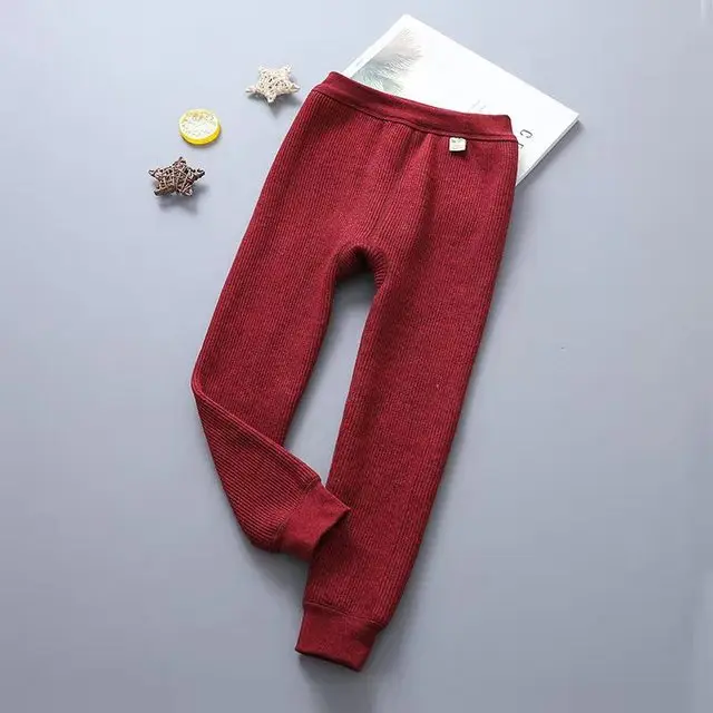 

New Vertical Striped Autumn and Winter Warm Pants Girls Autumn and Winter Thickened Elastic Solid Color Leggings