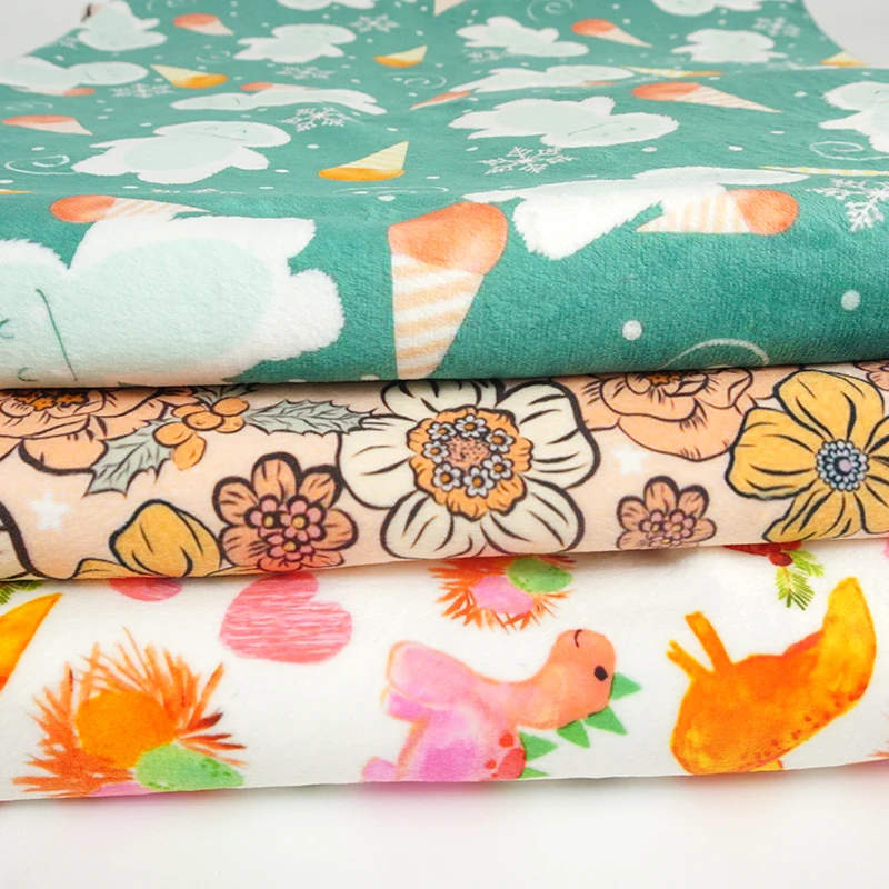 Wholesale Digital Printing Minky Squish Fabric Polyester Spandex Double Sided for Pajamas