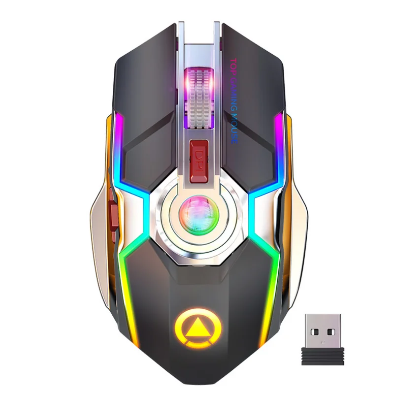 

Hot Selling A5 Rechargeable Mechanical Gaming Mouse E-sports Gaming Silent LED Optical RGB Wireless Mouse, Black.gray(customize color available)