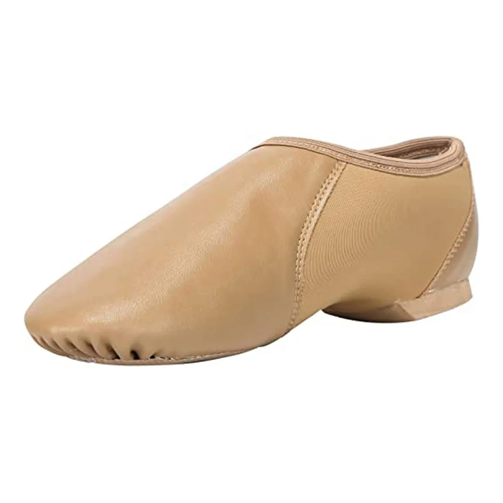 

Brown Adult Slip-on Professional Dance Training Leather Practicing Jazz Shoes