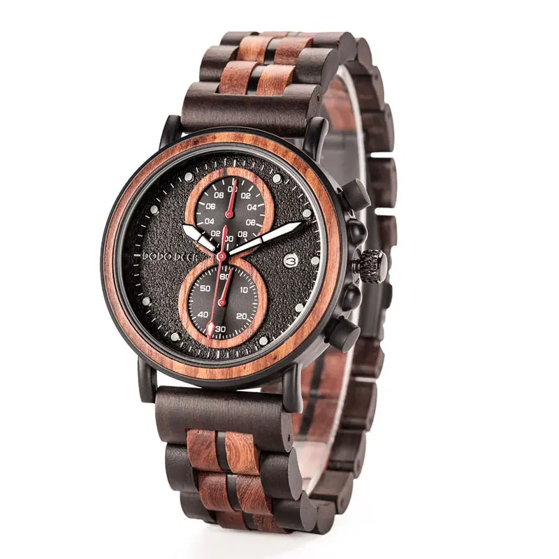 

DODO DEER 2020 New Design Luxury Wooden Watches Dual Time Men Wrist Custom Logo Low MOQ Chronograph Quartz Stainless Steel Wood