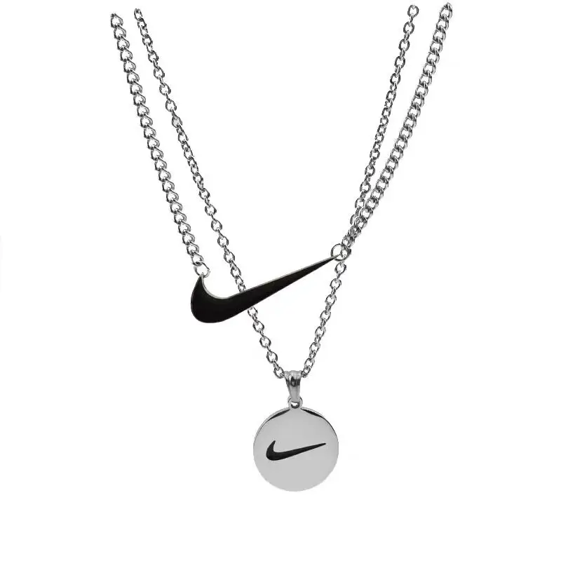 

Street wear titanium steel tick necklaces personalized silver hiphop jewelry black enamel swoosh pendant necklace for women men