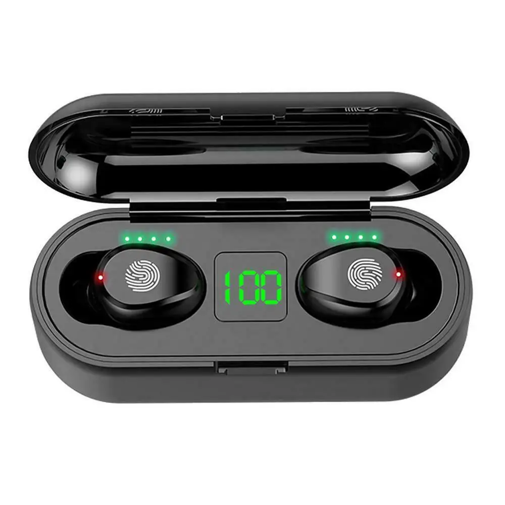 

F9-01 Headset F9 Headphones TWS Wireless Earphones BT V5.0 With Digital Display Charging Case 2000mAh