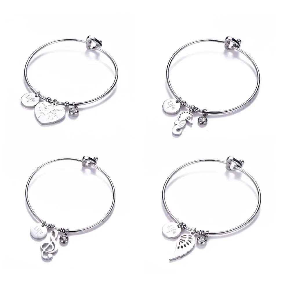 

Hinged Hook Findings Hollow Letter Brooch Pin Horse Hop Jewelry Stainless Steel Bracelet, Steel, gold, rose gold and black