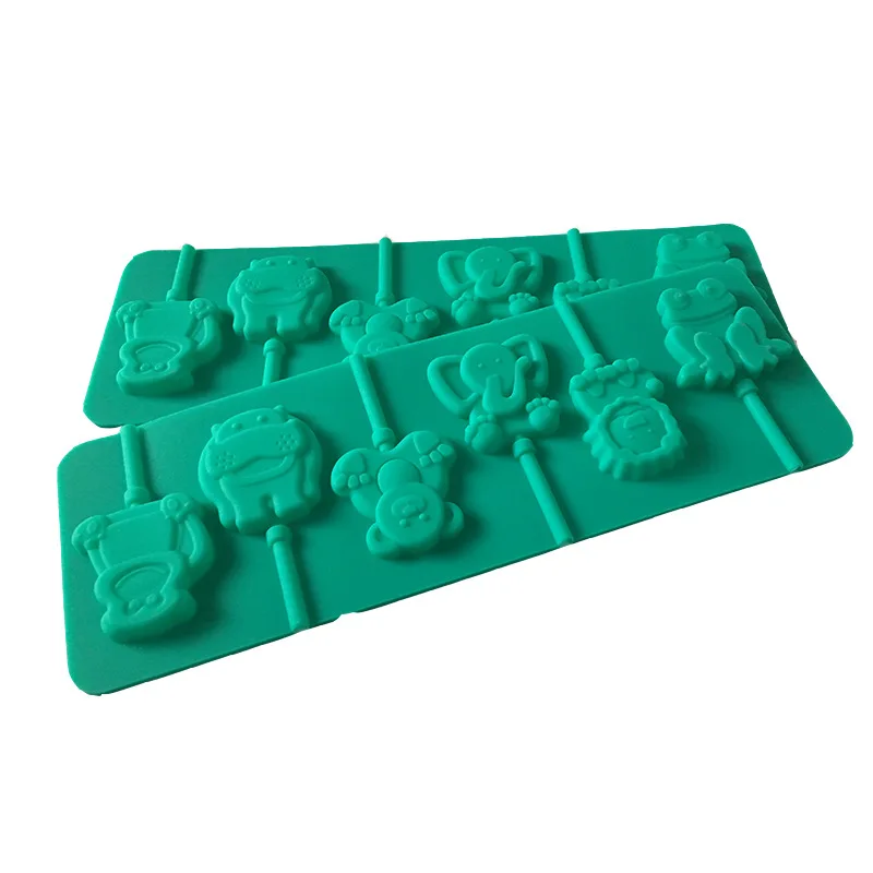 

Animal world lollipop mold Elephant bear and frog chocolate mold Wave board candy cough candy silicone mold, Random color