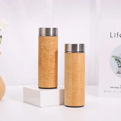 

Mikenda Smart Temperature Bamboo Shell Cup Stainless Steel Thermal Traveling Water Bottle, Customized color