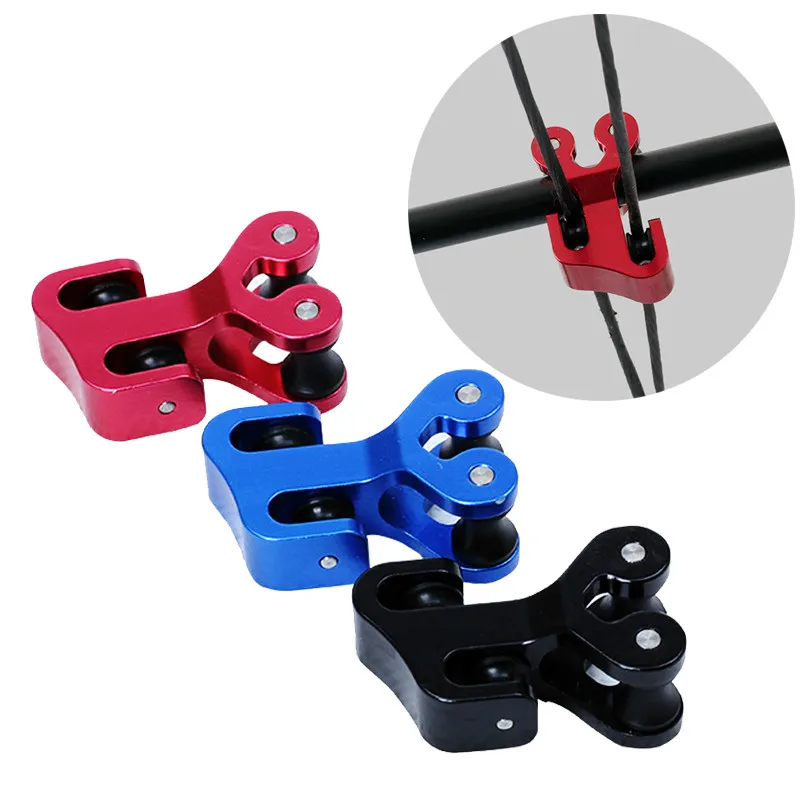 

Aluminum Archery Hunting Roller Glide Bow String Separator Pulley cable slide Compound Bow String Splitter for Shooting, Black/red/blue