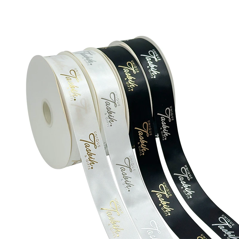 

Wholesale double face luxury customized gold edge satin ribbon for gift