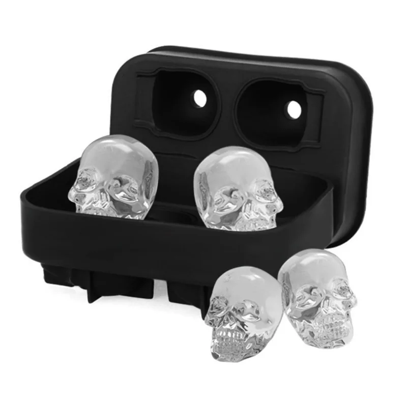 

Silicone 3D Scull Ice Cube Tray Mold DIY Desert Cocktail Juice Maker Peculiar Mould Ice Storage Containers