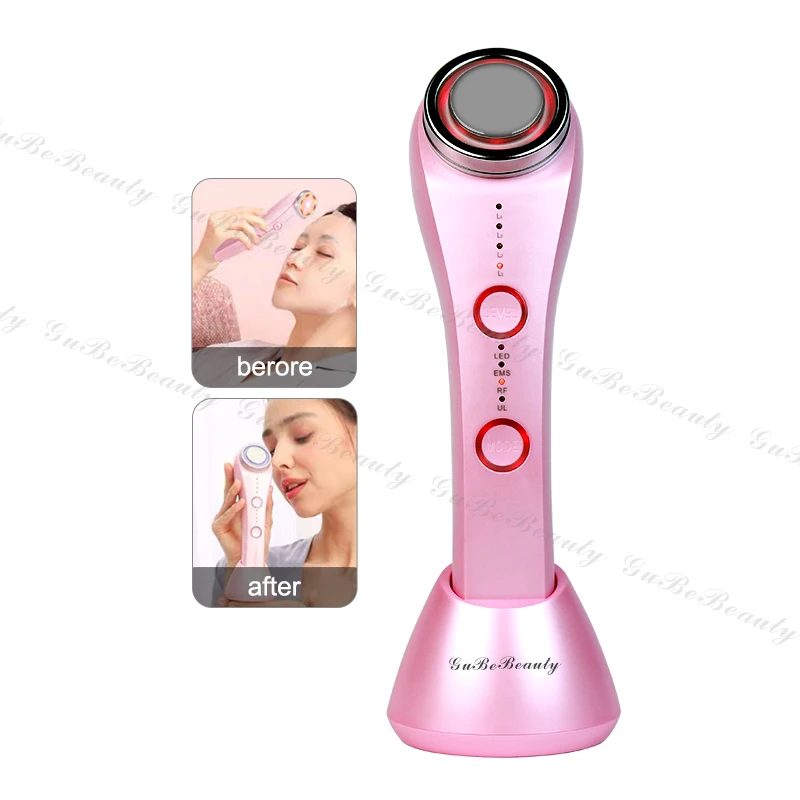

Gubebeauty industry portable rf ems face customized rf radio frequency ems skin tightening to skin care for homeuse with FCC&CE, Pink