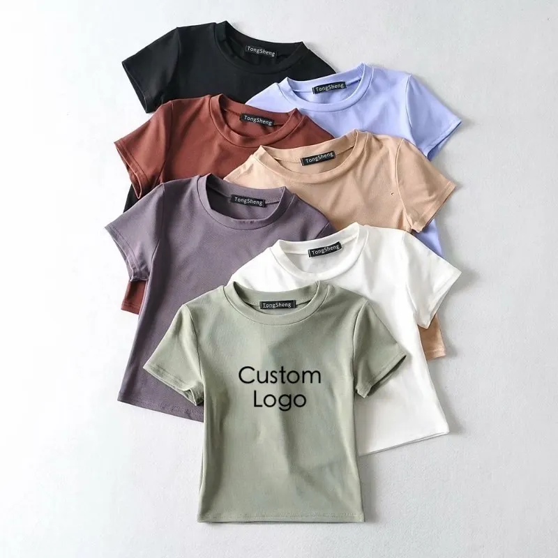 

high quality custom women t shirt printing private labels logo embroidery sofs, Any colors as per customer's requirement