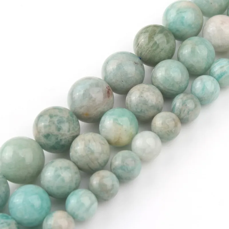 

Natural Stone B+ Blue Amazonite Stone Round Beads for Jewelry Making Diy Bracelet Necklace