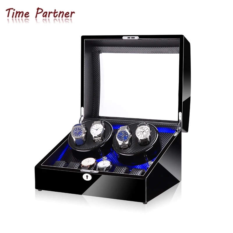 

Time partner luxury automatic wooden 4+6 watch winder display box customized watch winder