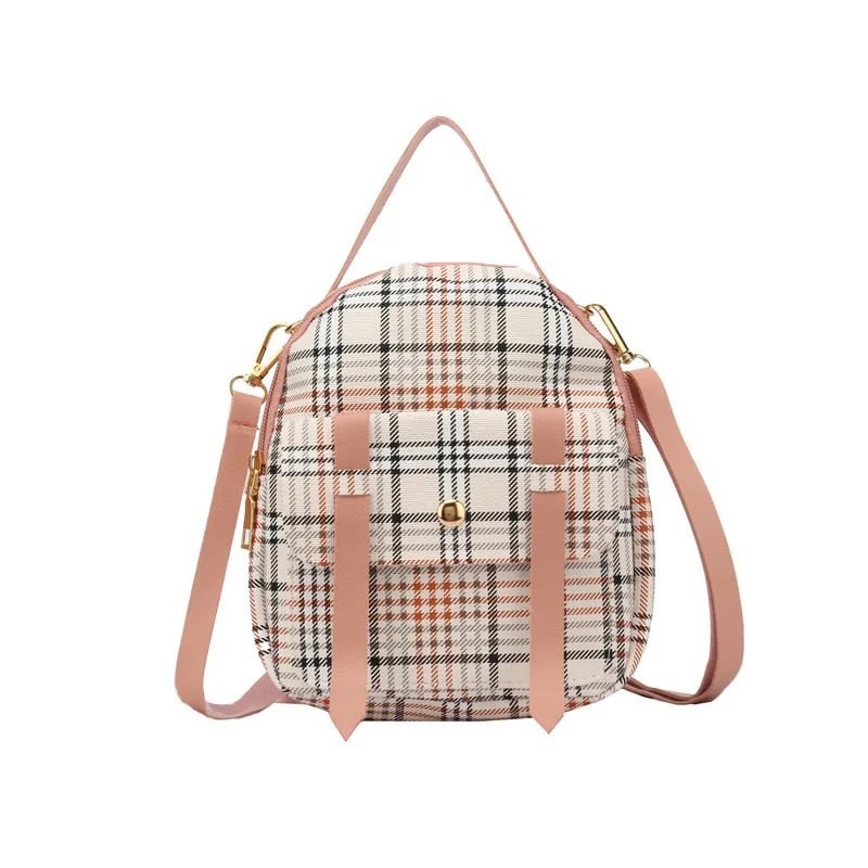 

New Women's Backpack Plaid Hit Color Small Backpack Small Fresh College Style Messenger Bag, As the picture