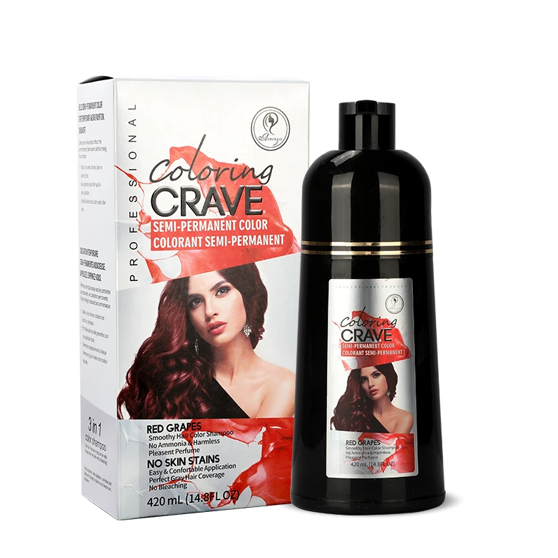 

Organic hair dye shampoo 5 min black dye hair permanent private label, 6 colors