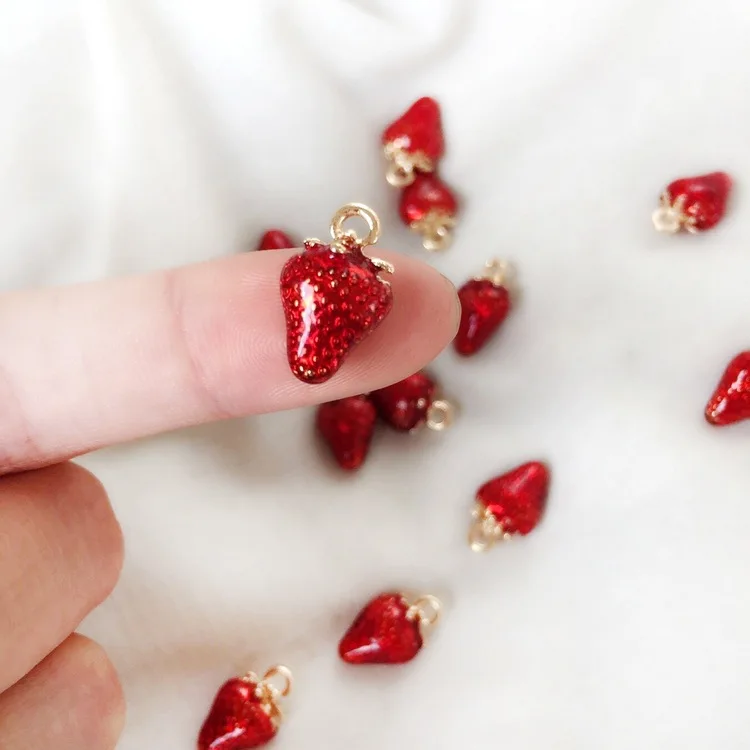 

Hot selling new design handmade parts strawberry pendant cute accessories women, As picture
