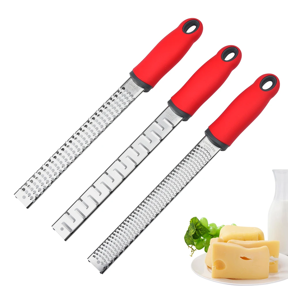 

Good quality multifunctional red metal cheese grater with protection