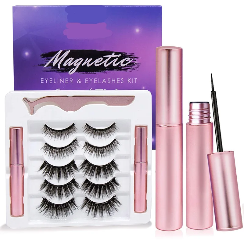 

Private label China Wholesales Natural Looking 5 Pairs Magnetic Eyelashes with Eyeliner