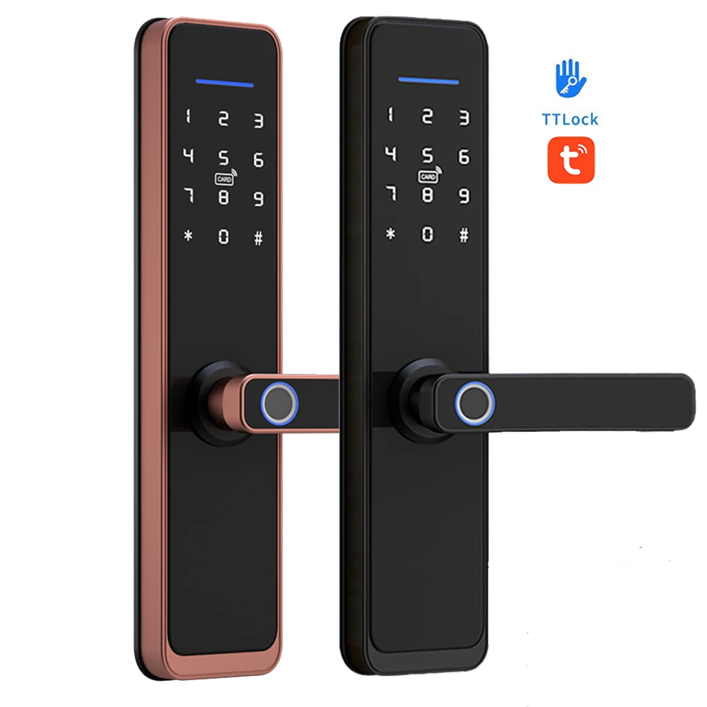 

Wifi TUYA SMART Fingerprint Lock with hotel manual push cerradura para puerta principal inteligente smart door lock