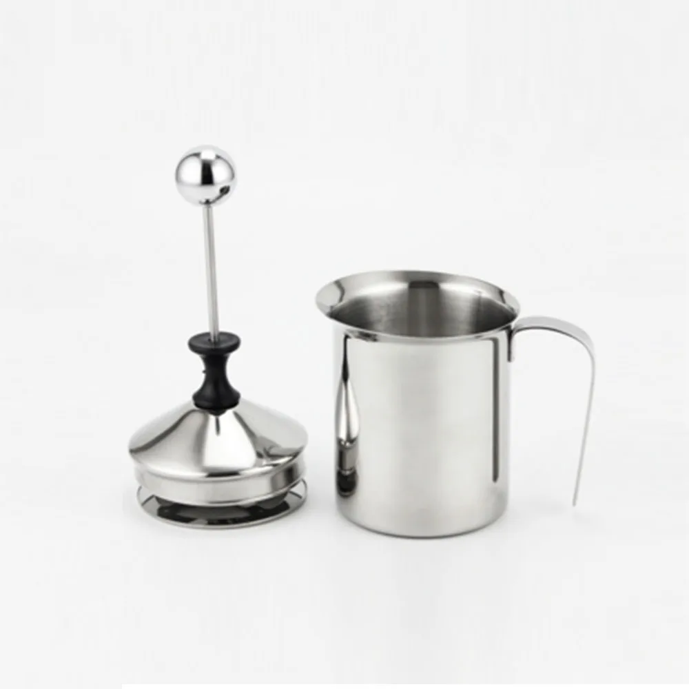 

800CC Top Selling Handheld Milk Creamer Frothing Coffee Foam Pitcher Stainless Steel Milk Frother with Lid, Silver