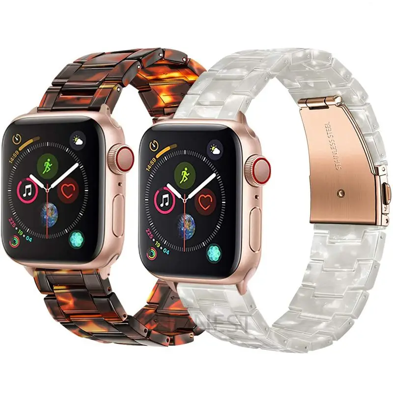 

40/42mm Resin Band for Apple Watch 5/4/3/2/1 Women with Stainless Steel Buckle for iWatch Replacement Wristband Strap, Brown