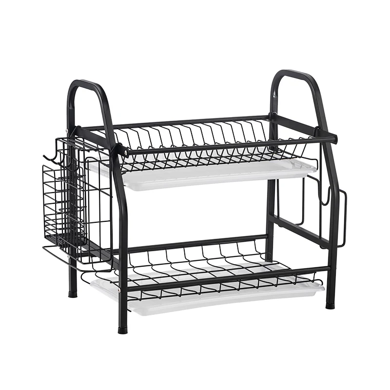 

High Quality Wholesale Dish Drying Rack Stainless Steel Kitchen Storage Black