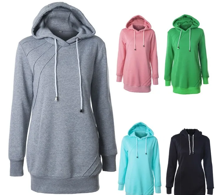 

2020 hot sale long sleeve pocket solid color pullover women's hoodies & sweatshirts