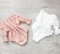 

infant Horn sleeve rompers lace climbing suit crocheted one-piece white pink full lace hollow-out jumpsuit