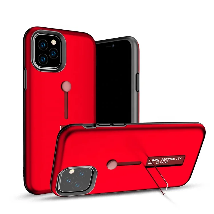 

Hot selling 2 in 1 hybrid Kickstand TPU+PC Phone Case For iphone 11 With metal stand, Multi-color, can be customized