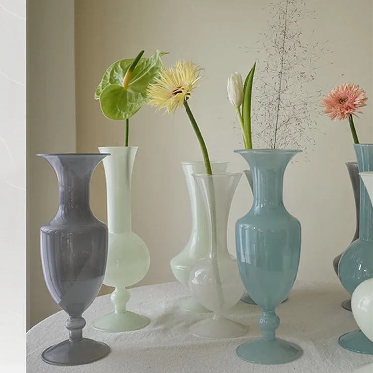 

Cutelife Vintage White Glass Flower Vases Nordic Minimalist Home Decor Terrarium Vase Wedding Ornaments Living Room Dekoration, Styles