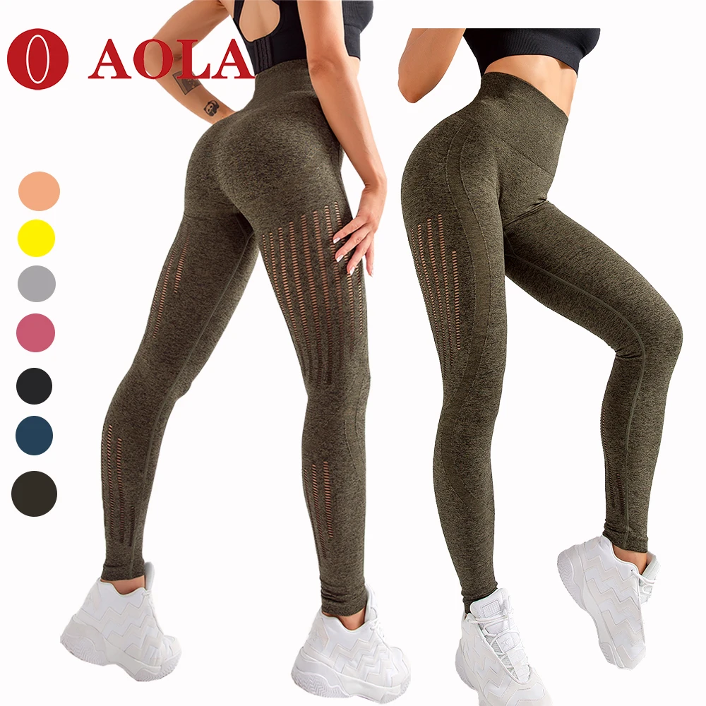 

High Waisted Workout Leggings Push Up Seamless Women Yoga Leggings, Black/blue/gray/yellow/pink/dark green