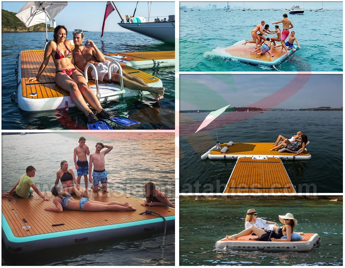 Inflatable Air Mat, Inflatable Floating Island Pool Float Water Bar Lazy River Lounges