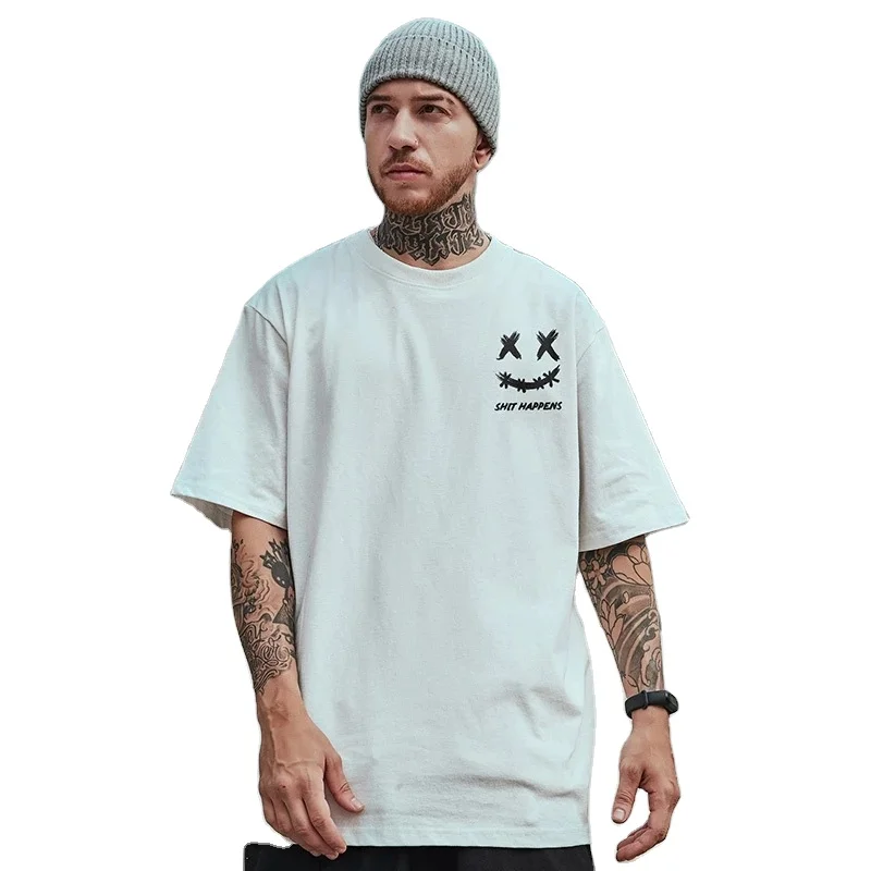 

European and American men's oversized hip hop trend short-sleeved cotton loose top T-shirt