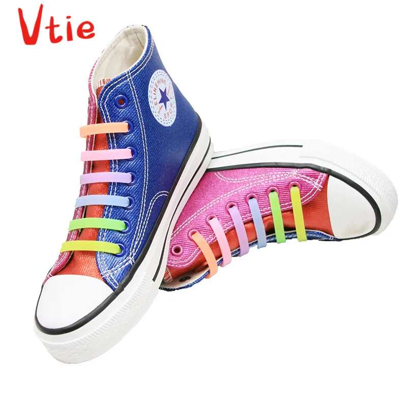 

Unisex Rainbow Luminous Silicone Shoelaces Wholesale Elastic Shoestring For Sneakers Casual Shoes Glow in the dark