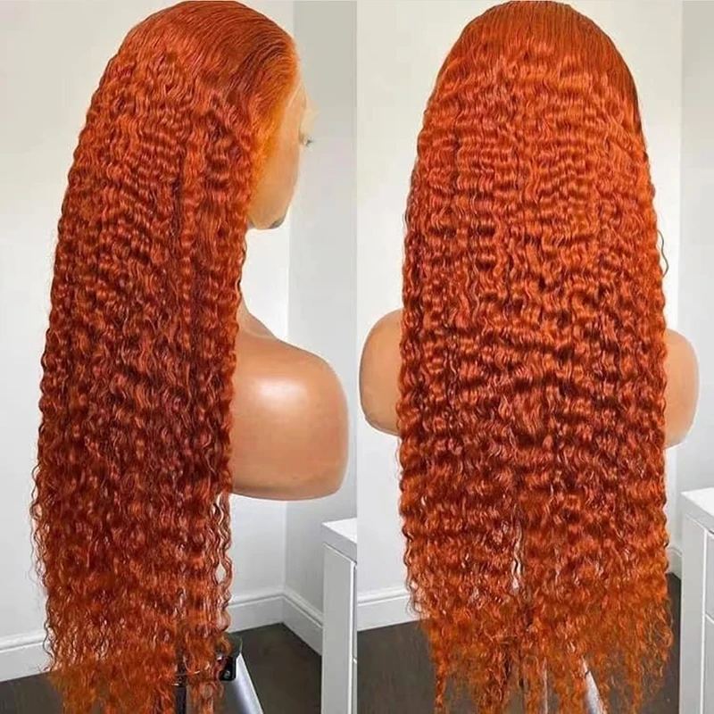 

Orange Red 13x4 Lace Frontal Wholesale Cheap Wig Deep Curly Raw Virgin Cuticle Aligned hair Brazilian Wigs Human Hair Lace Front