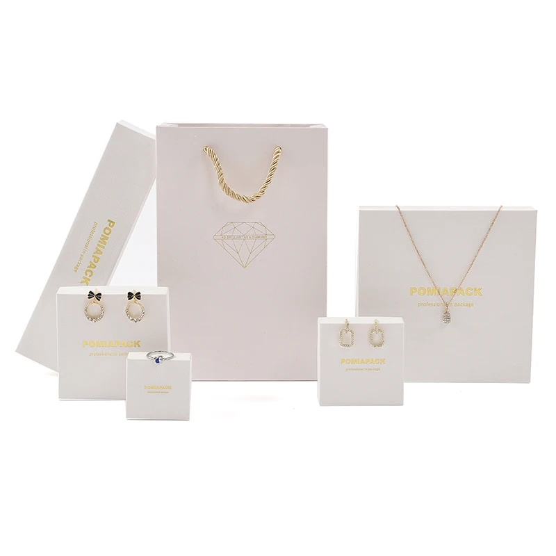

2021 white personalized logo packaging earring box jewellery set box custom jewelry box