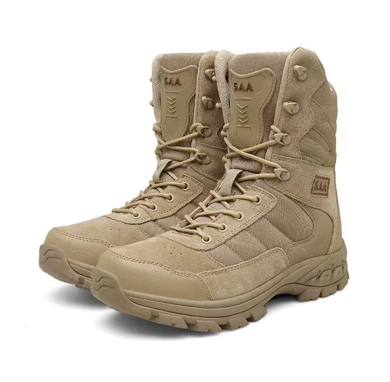 

2021 New Hot Selling Leather Special Forces High-Top Desert Tactical Boots Combat Boots, Black, sand