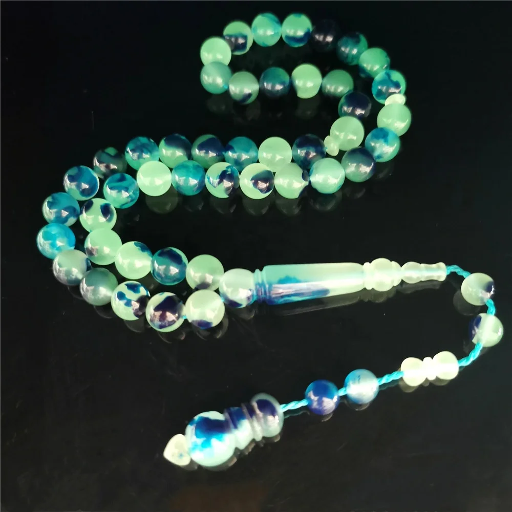 

High Quality Glow in dark 10mm 45 beads Haji Gift Muslim Rosary Prayer Beads islamic resin Amber Tasbih subha misbaha