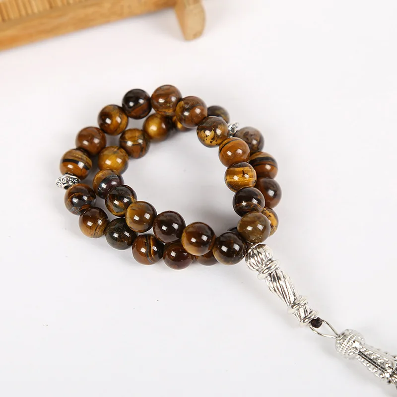 

8mm 33 tiger eye stone Muslim Islamic prayer beads Bracelet