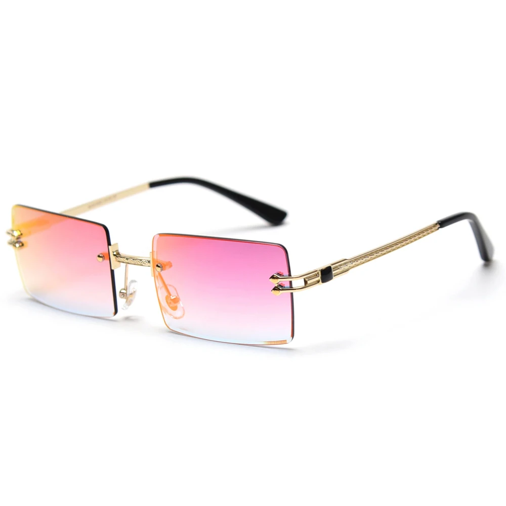 

Male square woman rimless high quality rectangular glasses for men 2021 sun glasses for men