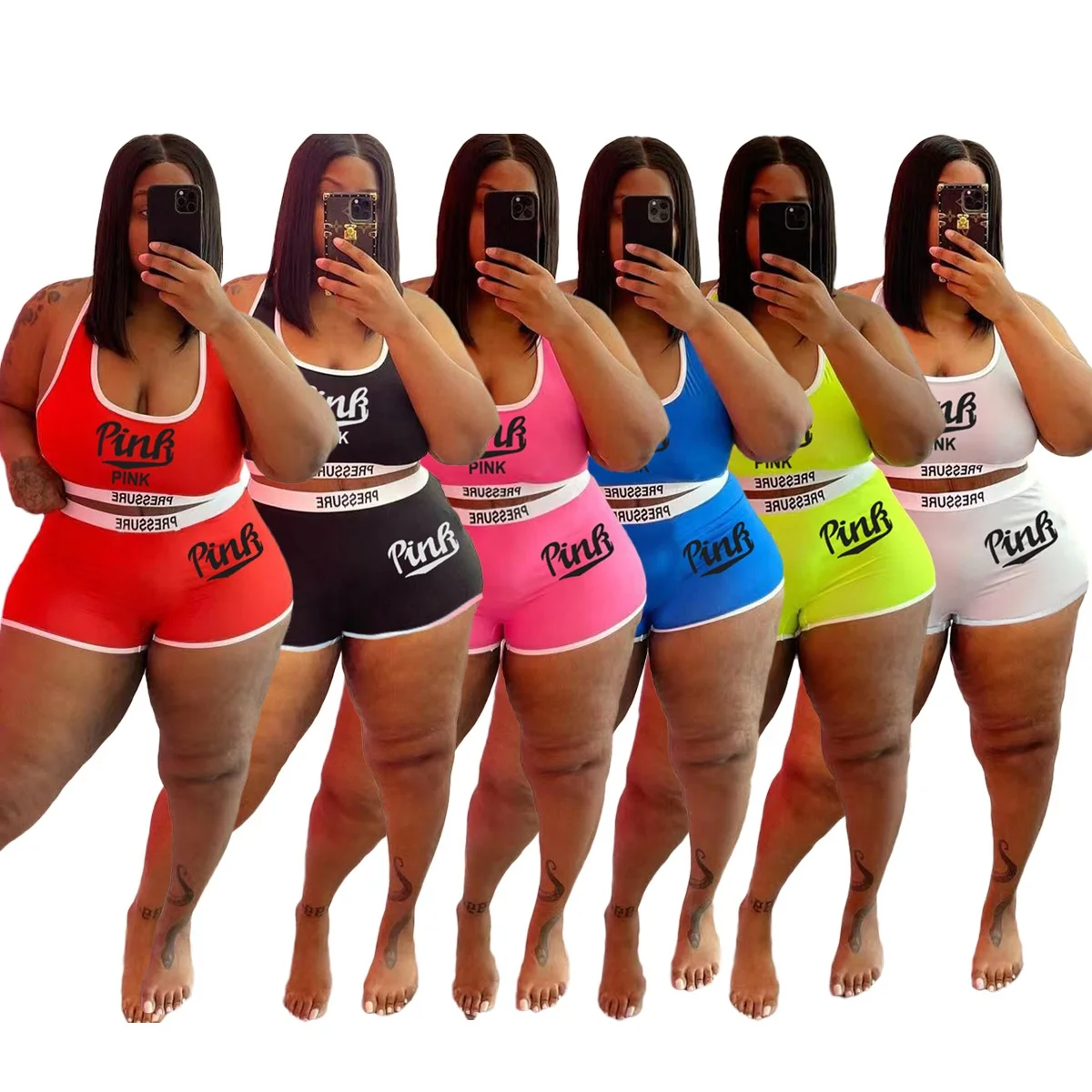 

Wholesale fat woman solid color Plus Size Bathing Suits Fashion casual sexy letter printing Plus Size Swimwear 2021