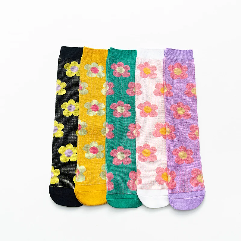 

2020 New Arrivals 100% Cotton Flowers Socks Kids Socks, 5 colors