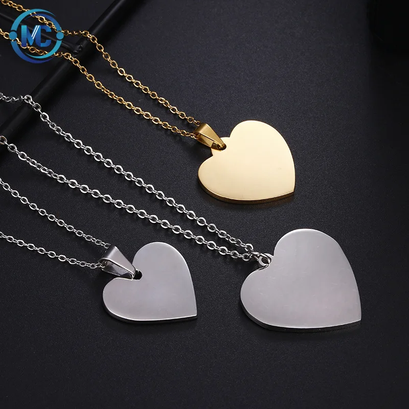 

2021 Simple style jewelry heart shaped necklace laser custom name high polished women necklace