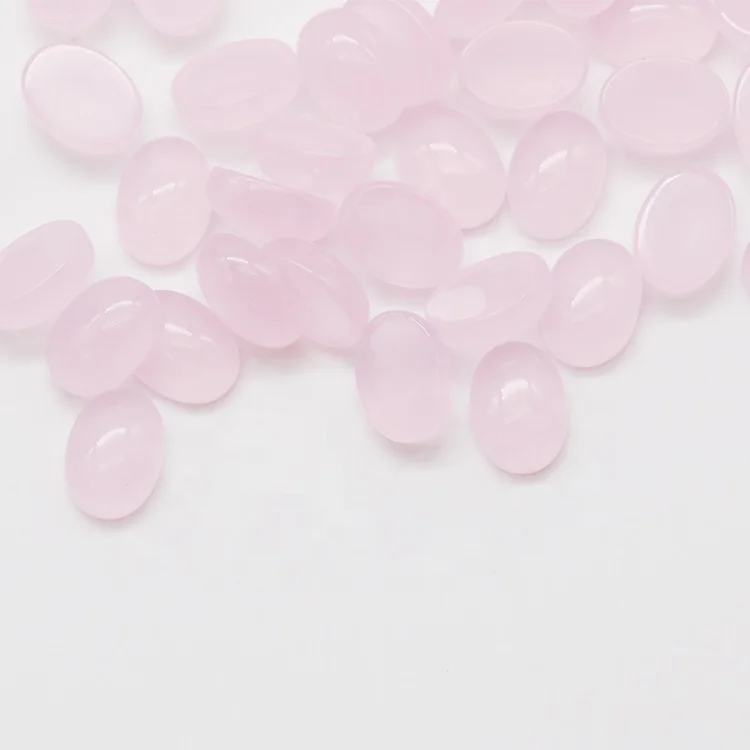 

High quality rose quartz color pink glass oval gemstone cabochons