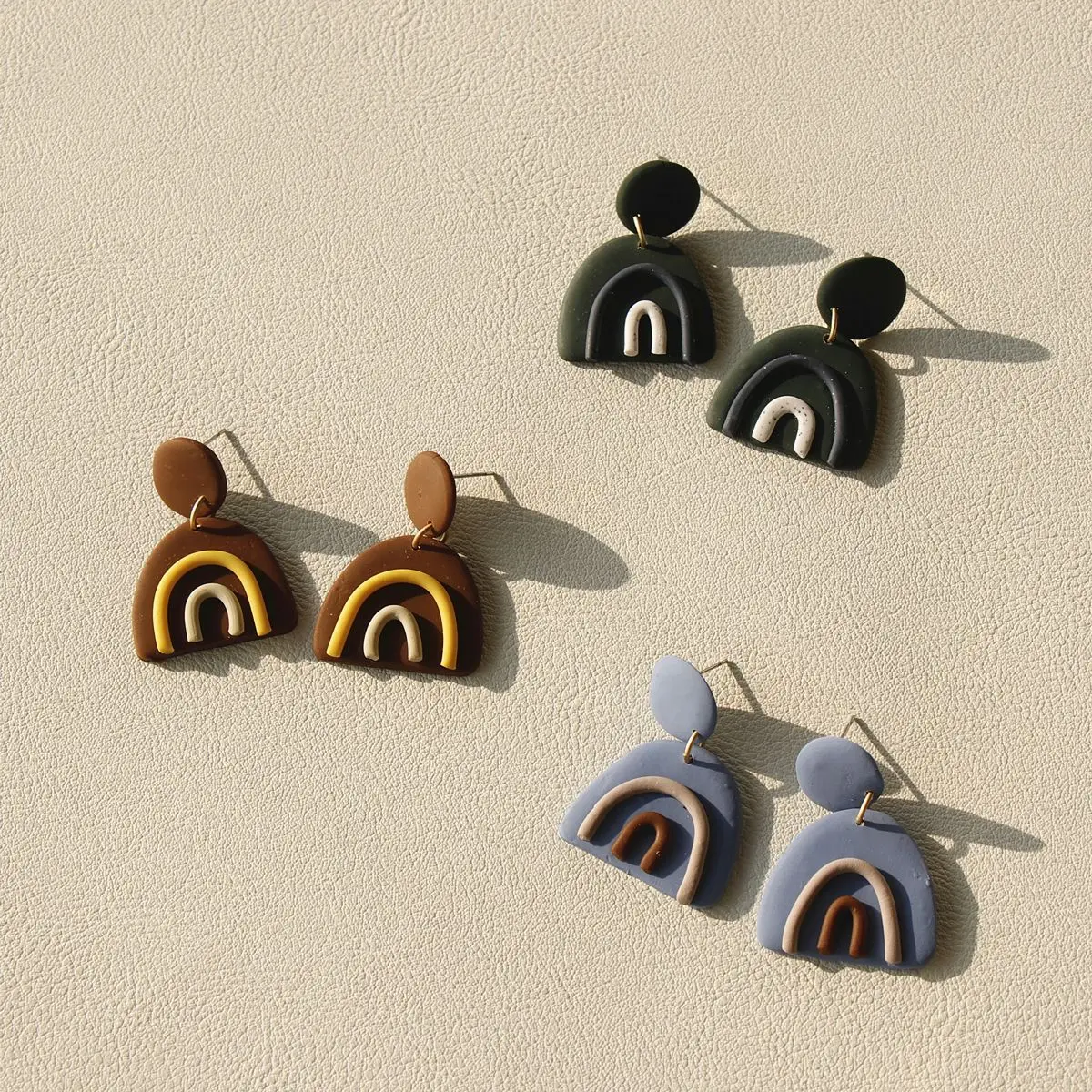 

Fashionable cute handmade clay earrings rainbow fun earrings, Colorful